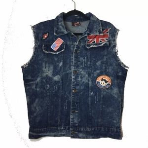 Hudson Blue Acid Wash Denim Patch Vest